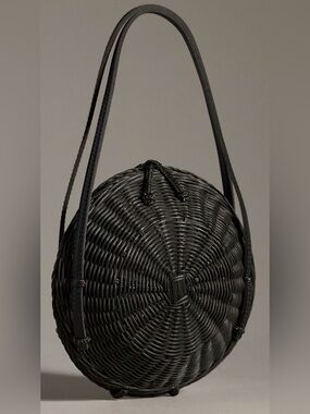 Woven Rattan Round Shoulder Bag
